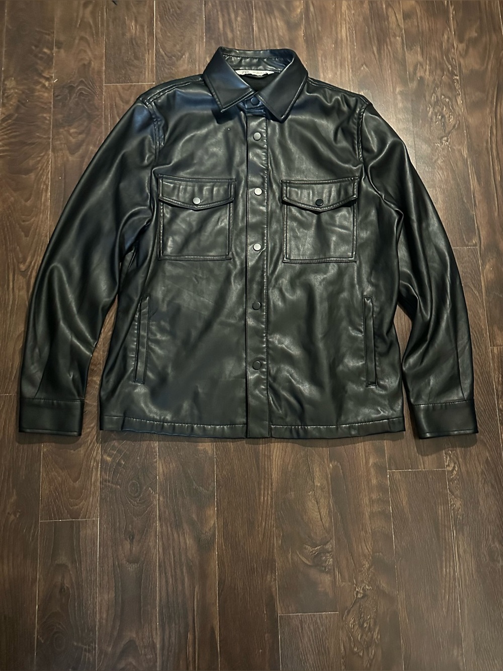 zara faux leather shacket jacket overshirt oversized unisex